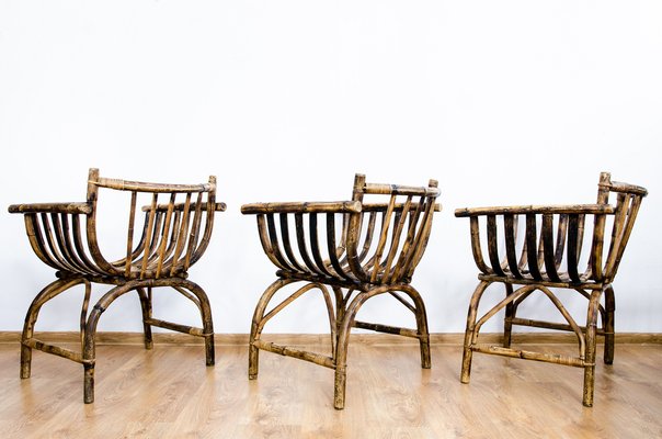 Art Deco Rattan Armchairs, Set of 3-IXL-1445147