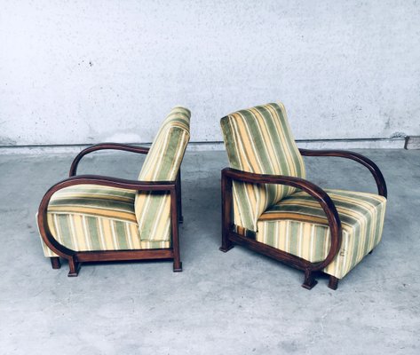 Art Deco Reclining Bentwood Lounge Chairs, 1930s, Set of 2-RQV-944721