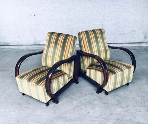 Art Deco Reclining Bentwood Lounge Chairs, 1930s, Set of 2-RQV-944721