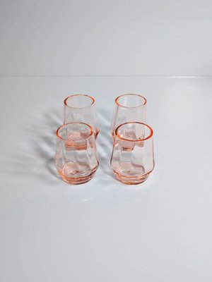 Art Deco Rosaline Glass Liquor Set, 1920, Set of 6-VTK-2022853