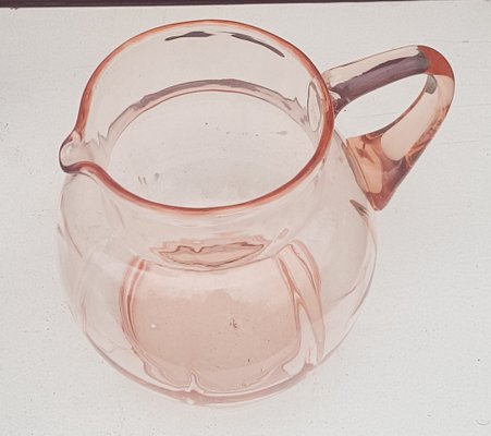 Art Deco Rosaline Glass Pitcher, 1920s-QDP-1367174