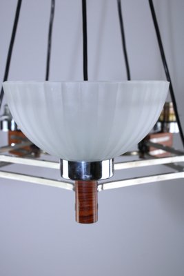 Art Deco Rosewood and Glass Chandelier, 1930s-ZWH-1356708