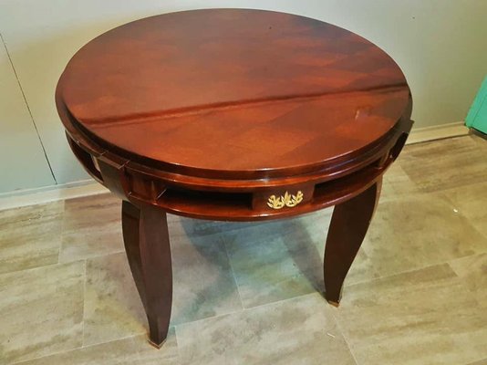 Art Deco Round Center Table by Jules Leleu, France, 1930s-POM-847619