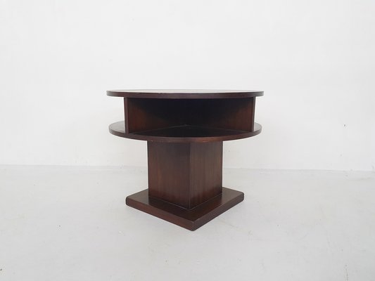 Art Deco Round Mahogany Side Table, the Netherlands, 1930s-ZO-1671637