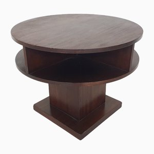 Art Deco Round Mahogany Side Table, the Netherlands, 1930s-ZO-1671637