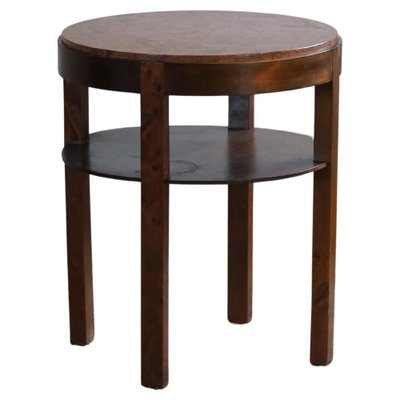 Art Deco Round Side Table in Beech & Marble Top, 1940s-MXF-1717837