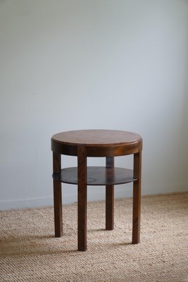 Art Deco Round Side Table in Beech & Marble Top, 1940s-MXF-1717837