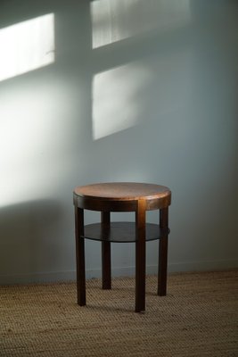 Art Deco Round Side Table in Beech & Marble Top, 1940s-MXF-1717837