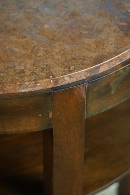 Art Deco Round Side Table in Beech & Marble Top, 1940s-MXF-1717837