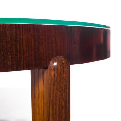 Art Deco Round Table With Marquetry & Glass Top-FSD-1195793