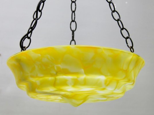 Art Deco Scailmont Belgium Glass Shade Ceiling Lamp, 1930s-MJY-1308856