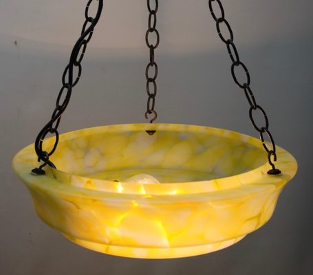 Art Deco Scailmont Belgium Glass Shade Ceiling Lamp, 1930s-MJY-1308856