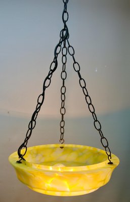 Art Deco Scailmont Belgium Glass Shade Ceiling Lamp, 1930s-MJY-1308856