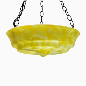 Art Deco Scailmont Belgium Glass Shade Ceiling Lamp, 1930s-MJY-1308856