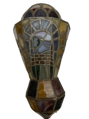 Art Deco Sconces in Leaded Glass, 20th Century, Set of 2-PKM-1717585