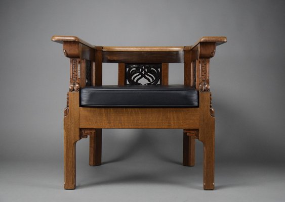 Art Deco Sculptural Wooden Armchair, 1928-IEI-1729573