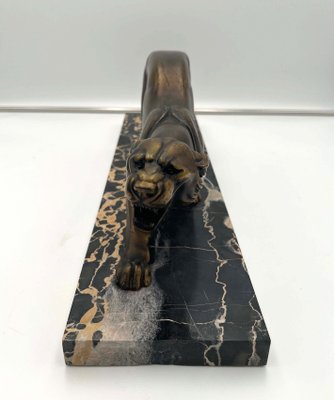 Art Deco Sculpture of a Panther in Bronze & Marble by Irénée Rochard, France, 1930s-NNB-1277070