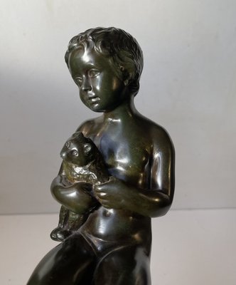 Art Deco Sculpture of Boy with Teddy Bear by Just Andersen & E. Borch, 1940s-LCR-1806426