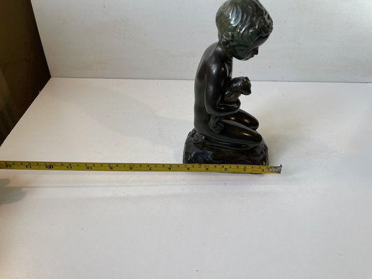 Art Deco Sculpture of Boy with Teddy Bear by Just Andersen & E. Borch, 1940s-LCR-1806426