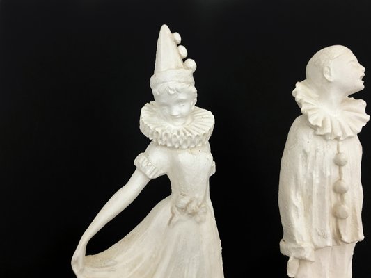 Art Deco Sculptures of Pierrot and Columbine in Salt Stone, 1960s-MZP-2019692