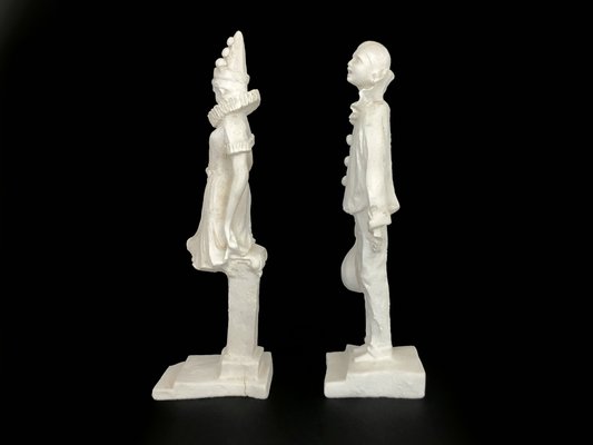 Art Deco Sculptures of Pierrot and Columbine in Salt Stone, 1960s-MZP-2019692