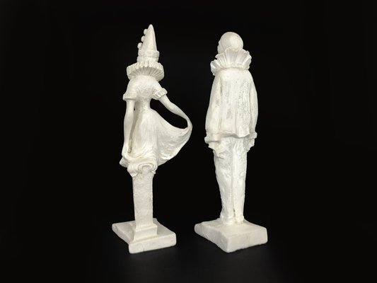 Art Deco Sculptures of Pierrot and Columbine in Salt Stone, 1960s-MZP-2019692