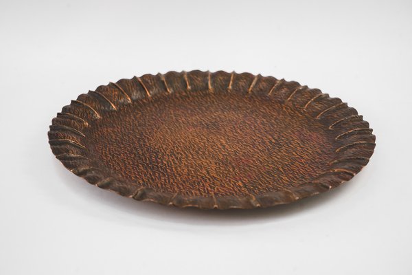 Art Deco Serving Plate in Hammered Copper, Vienna, 1920s-SPD-1751797