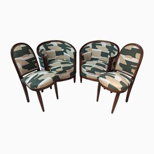 Art Deco Set of Two Barrel Armchairs and Two Chairs, 1920s, Set of 4-IBO-2040360