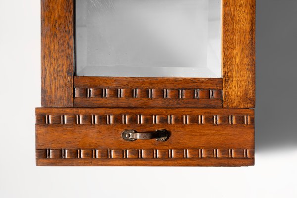 Art Deco Shaving Cabinet in Oak with Mirror, France, 1940s-YSY-2032324