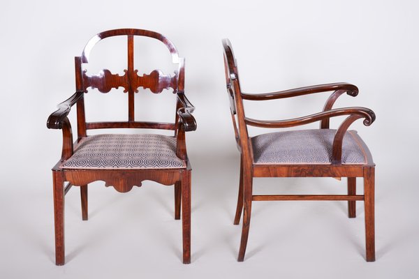 Art Deco Shellac Polished Armchairs and Chairs in Walnut, 1920s, Set of 6-WHY-1767856