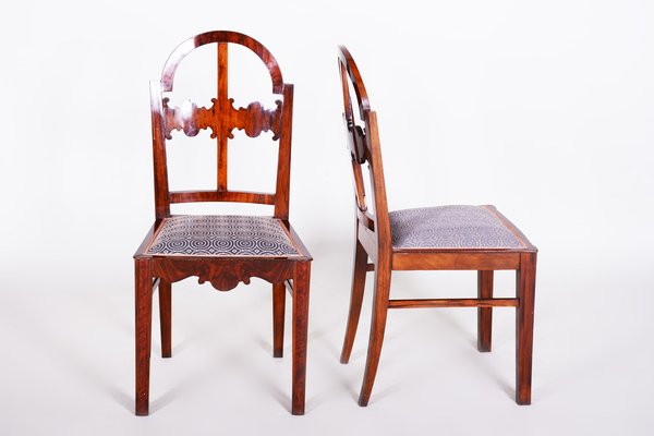 Art Deco Shellac Polished Armchairs and Chairs in Walnut, 1920s, Set of 6-WHY-1767856