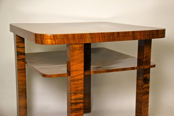 Art Deco Shellac Polished Nutwood Coffee Table, Austria, 1920s-TQA-1322264