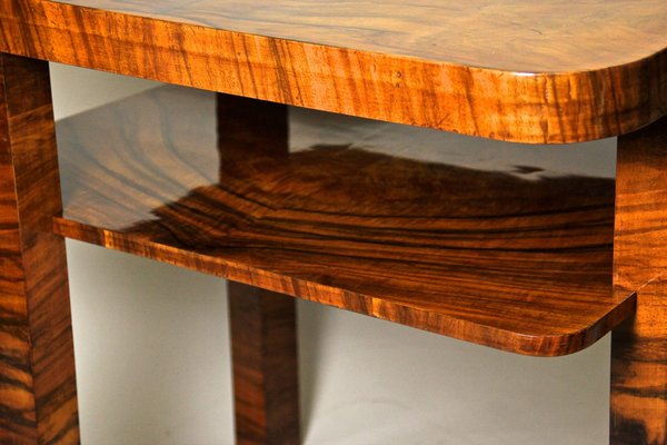 Art Deco Shellac Polished Nutwood Coffee Table, Austria, 1920s-TQA-1322264