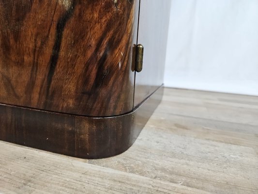 Art Deco Showcase in Walnut Root with Lateral Doors and Shelves, 1940-ZUW-1815375