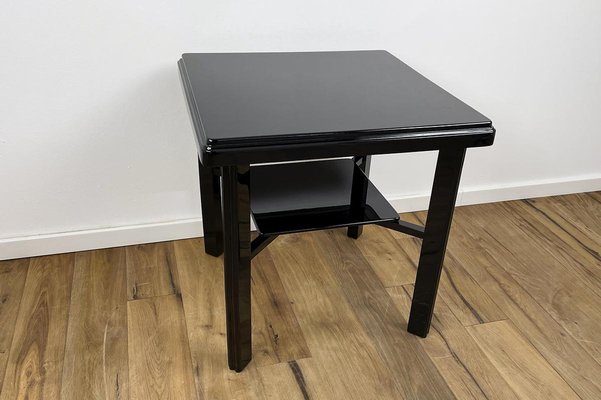 Art Deco Side Table in High Gloss Black Lacquer, 1940s, Germany-VMP-1087824