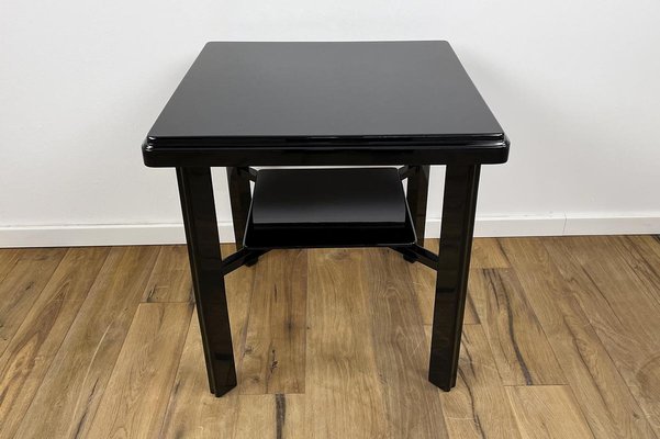 Art Deco Side Table in High Gloss Black Lacquer, 1940s, Germany-VMP-1087824