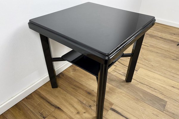 Art Deco Side Table in High Gloss Black Lacquer, 1940s, Germany-VMP-1087824