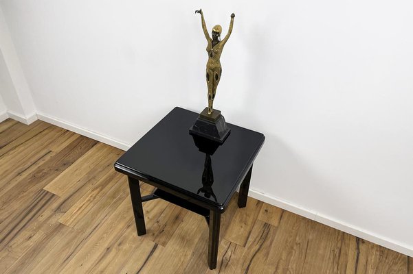 Art Deco Side Table in High Gloss Black Lacquer, 1940s, Germany-VMP-1087824