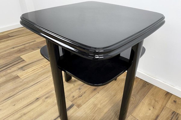 Art Deco Side Table in High Gloss Black Lacquer, 1940s, Germany-VMP-1087825