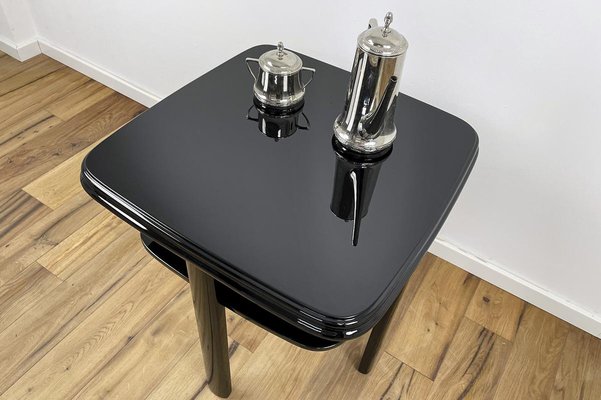 Art Deco Side Table in High Gloss Black Lacquer, 1940s, Germany-VMP-1087825