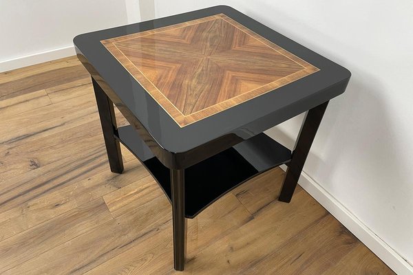 Art Deco Side Table with Walnut and Black Piano Lacquer-VMP-1291577