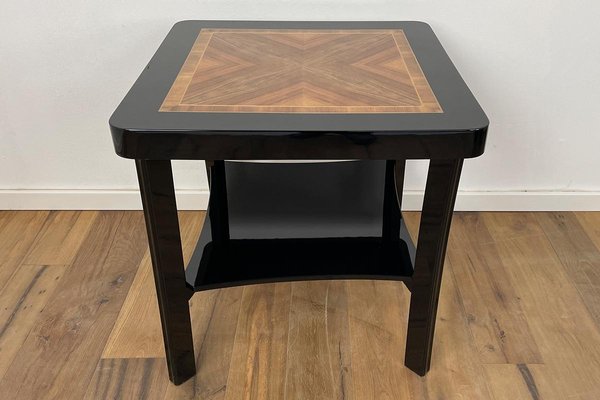 Art Deco Side Table with Walnut and Black Piano Lacquer-VMP-1291577