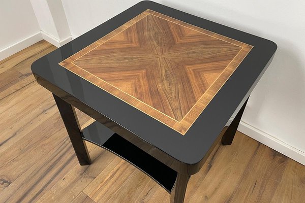 Art Deco Side Table with Walnut and Black Piano Lacquer-VMP-1291577