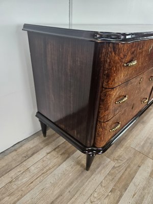 Art Deco Sideboard in Mahogany Root with Drawers and Worked Glass Door, 1950-ZUW-2035912