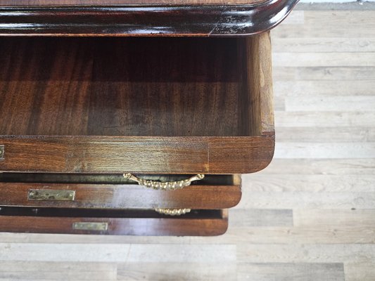 Art Deco Sideboard in Mahogany Root with Drawers and Worked Glass Door, 1950-ZUW-2035912