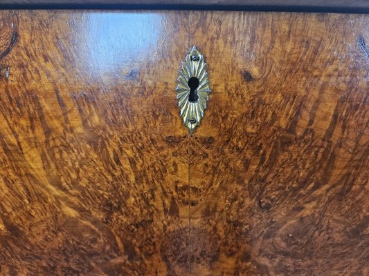 Art Deco Sideboard in Mahogany Root with Drawers and Worked Glass Door, 1950-ZUW-2035912