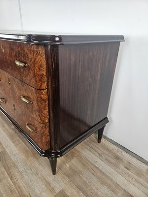 Art Deco Sideboard in Mahogany Root with Drawers and Worked Glass Door, 1950-ZUW-2035912