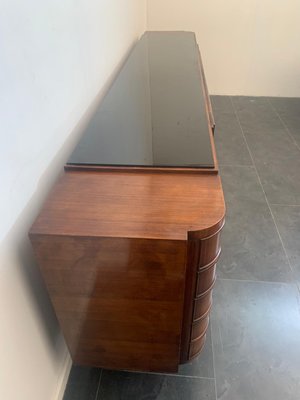 Art Deco Sideboard in Rosewood and Parchment with Top in Black Glass-IJR-998028