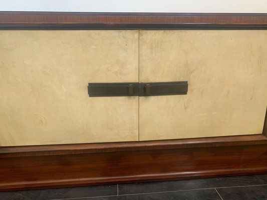 Art Deco Sideboard in Rosewood and Parchment with Top in Black Glass-IJR-998028