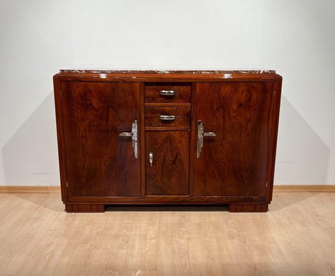 Art Deco Sideboard in Walnut, Lacquer & Nickel, France, 1930s-NNB-1720211